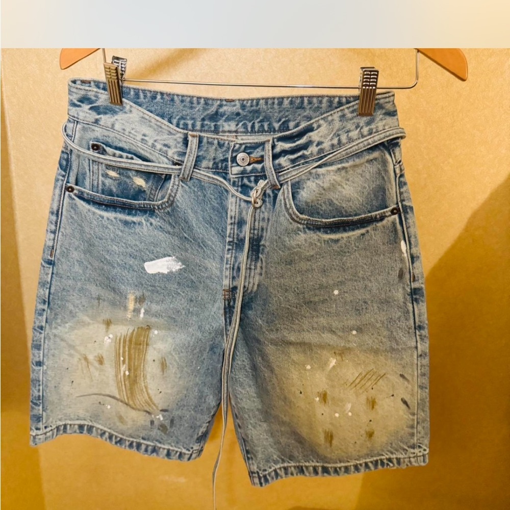 Acne Distressed Blue Jean Shorts for Men